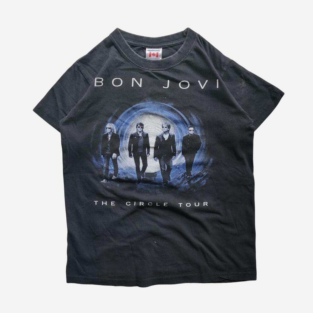 Bon Jovi The Circle Tour 2010 black cotton t-shirt with graphic of four band mem